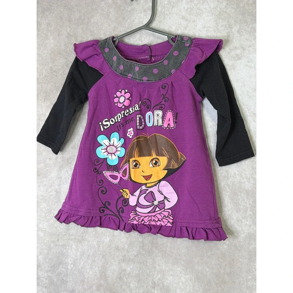 2012 Nickelodeon‎ Dora the Explorer Dress Baby Long Sleeve Purple Black 18M